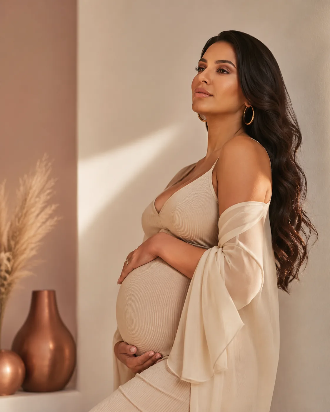 Mamá embarazada en sesión de fotos